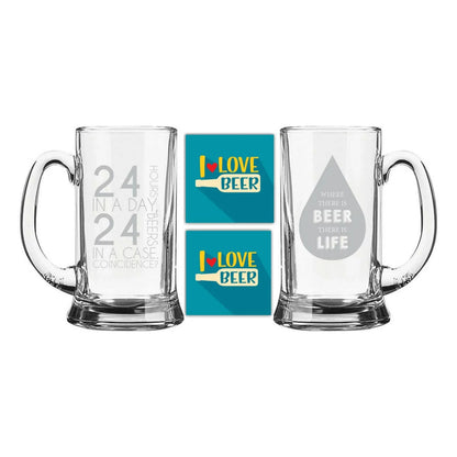 Beer Life Engraved Beer Mug Set Combo