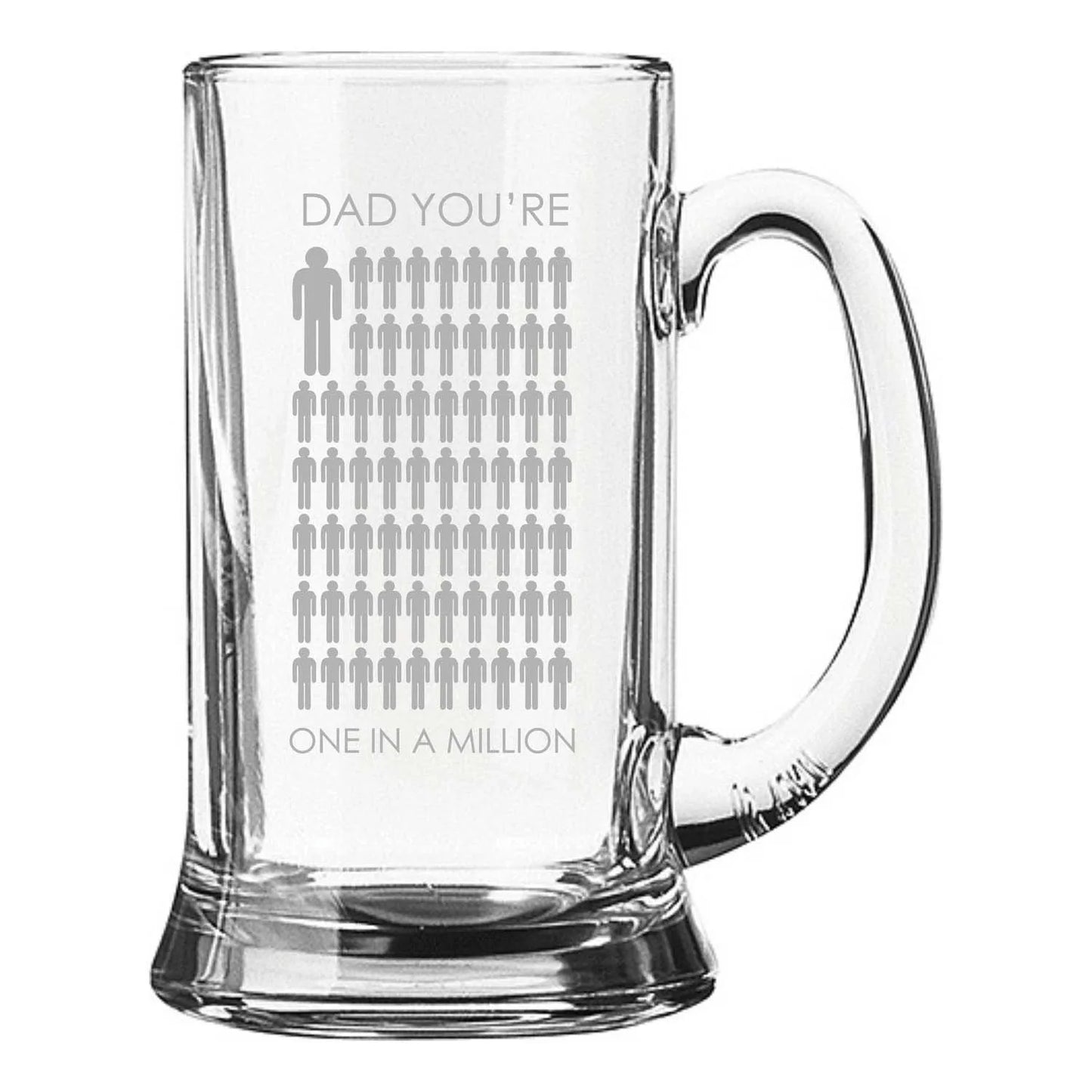 Dad You Are One in a Million Dad Engraved Beer Mug