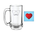 Moustache Engraved Beer Mug with Coaster