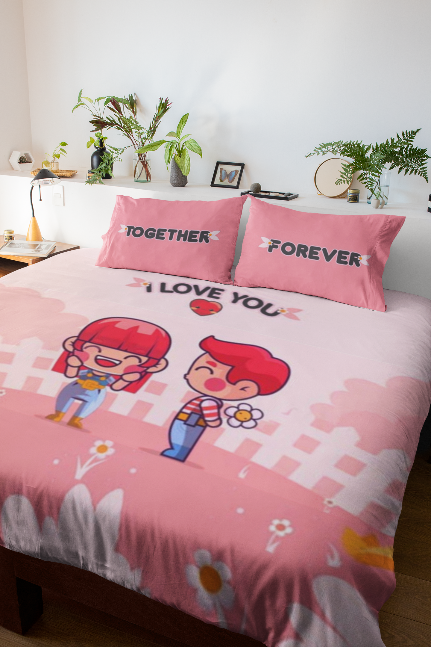 mockup-of-a-duvet-and-two-pillows-in-a-bedroom-with-plant-decorations-31281