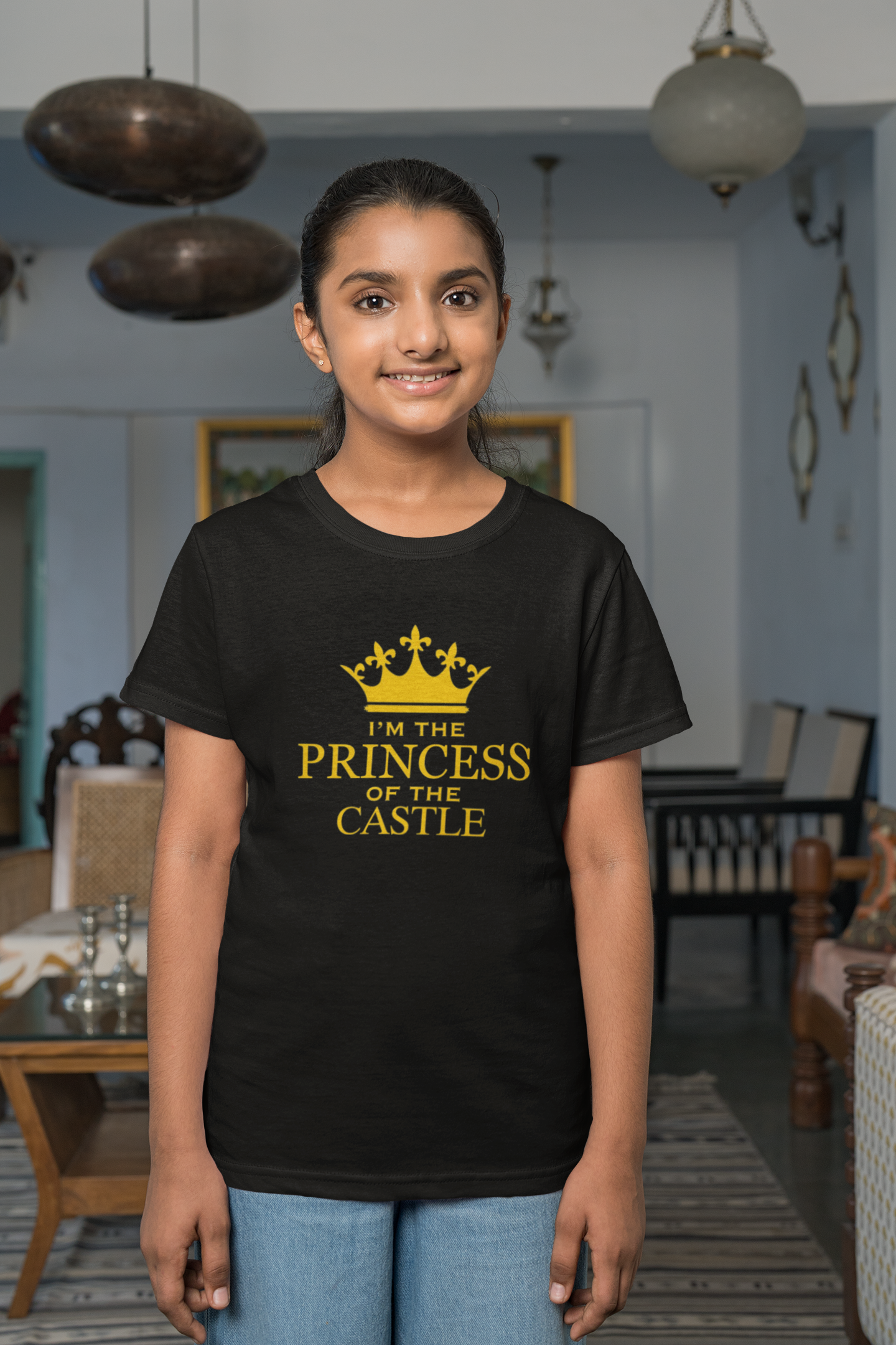 mockup-of-a-happy-girl-wearing-a-round-neck-tee-at-home-m29662