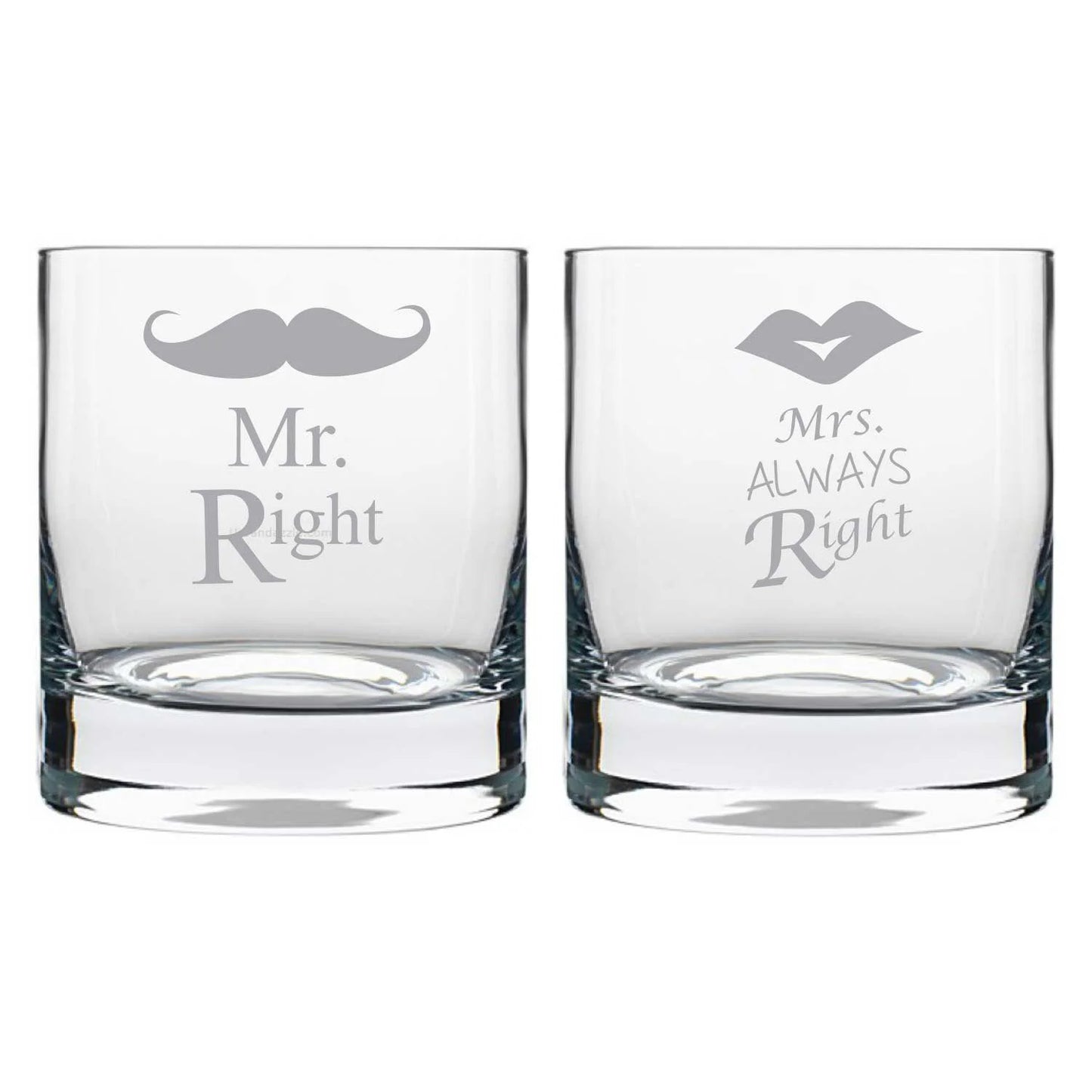 Mr Right Mrs Always Right Engraved Whiskey Glasses