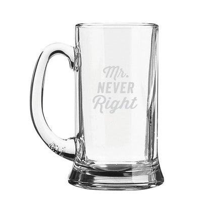 Mr Never Right Husband Boyfriend Engraved Beer Mug