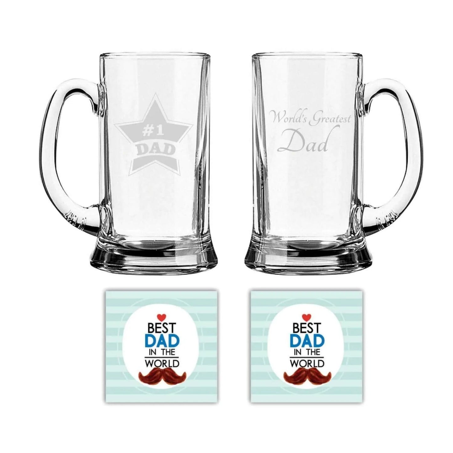 World Greatest dad & No.1 Dad Engraved Beer Mug