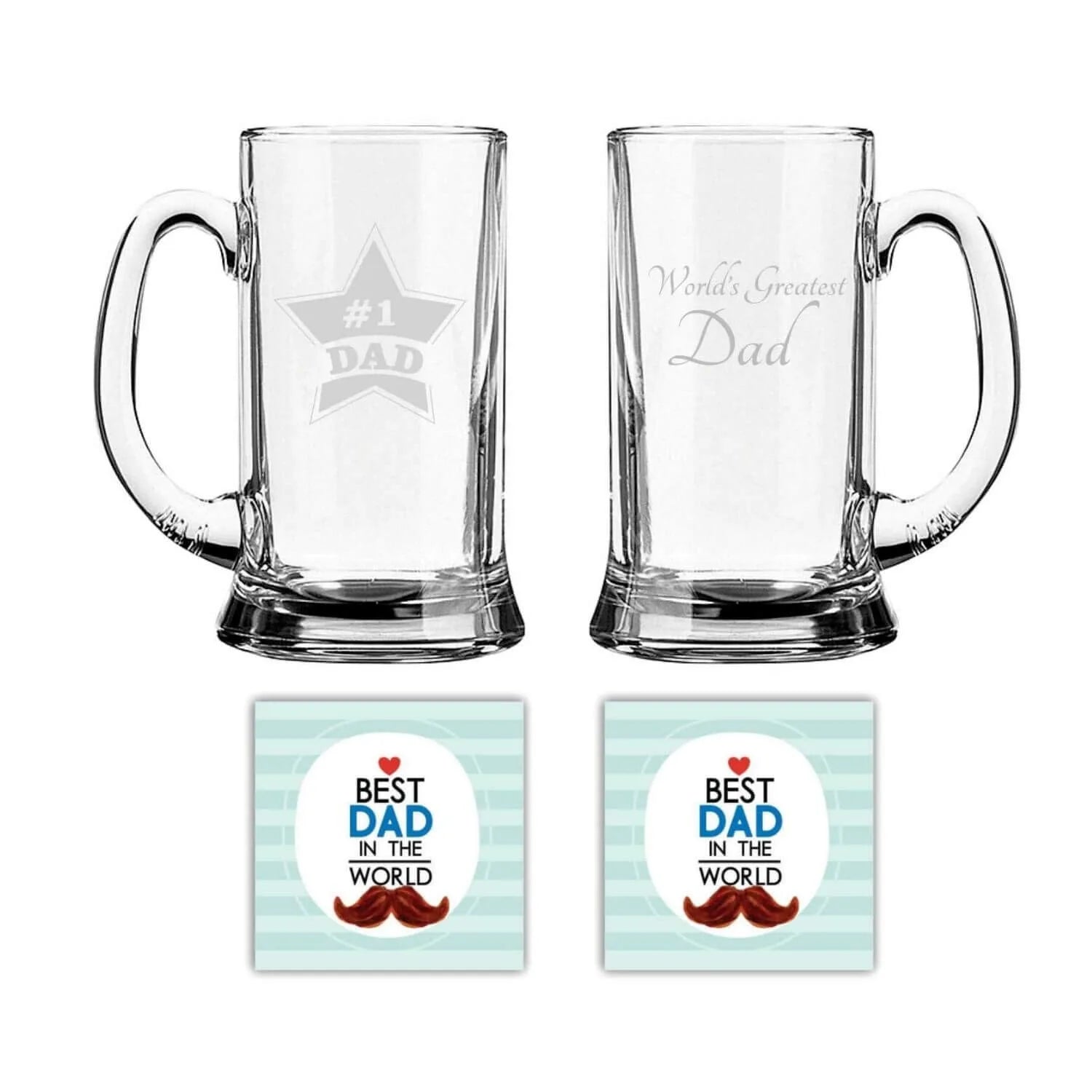 World Greatest dad & No.1 Dad Engraved Beer Mug