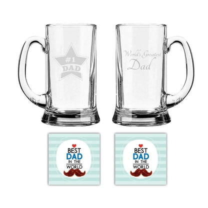 World Greatest dad & No.1 Dad Engraved Beer Mug