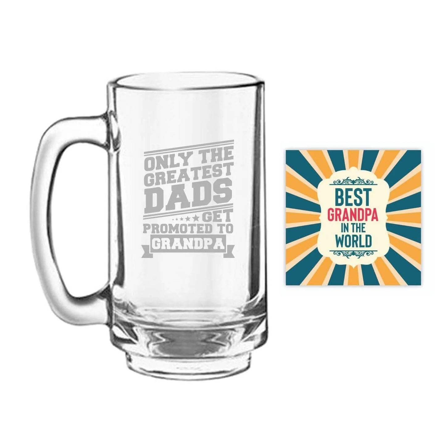 Only The Greatest Dads Get Promoted to Grandpa Engraved Beer Mug