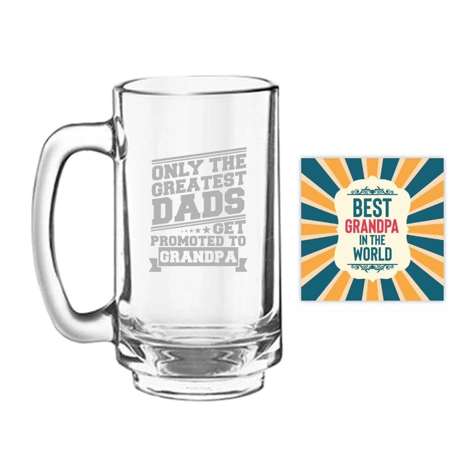 Only The Greatest Dads Get Promoted to Grandpa Engraved Beer Mug