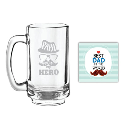 Hero Papa Dad Engraved Beer Mug