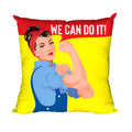 We Can Do It Cushion Cover - Women's Day Gift, 24x24 Cotton