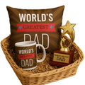 Worlds Greatest Dad Trophy Cushion Cover Set of 3 12x12 inches