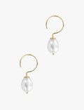 Pearl Hoop Earrings in Yellow Gold Plated Sterling Silver