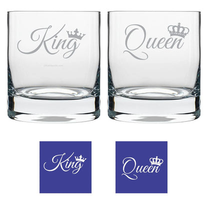 King Queen Engraved Whiskey Glasses