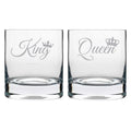 King Queen Engraved Whiskey Glasses with Coasters
