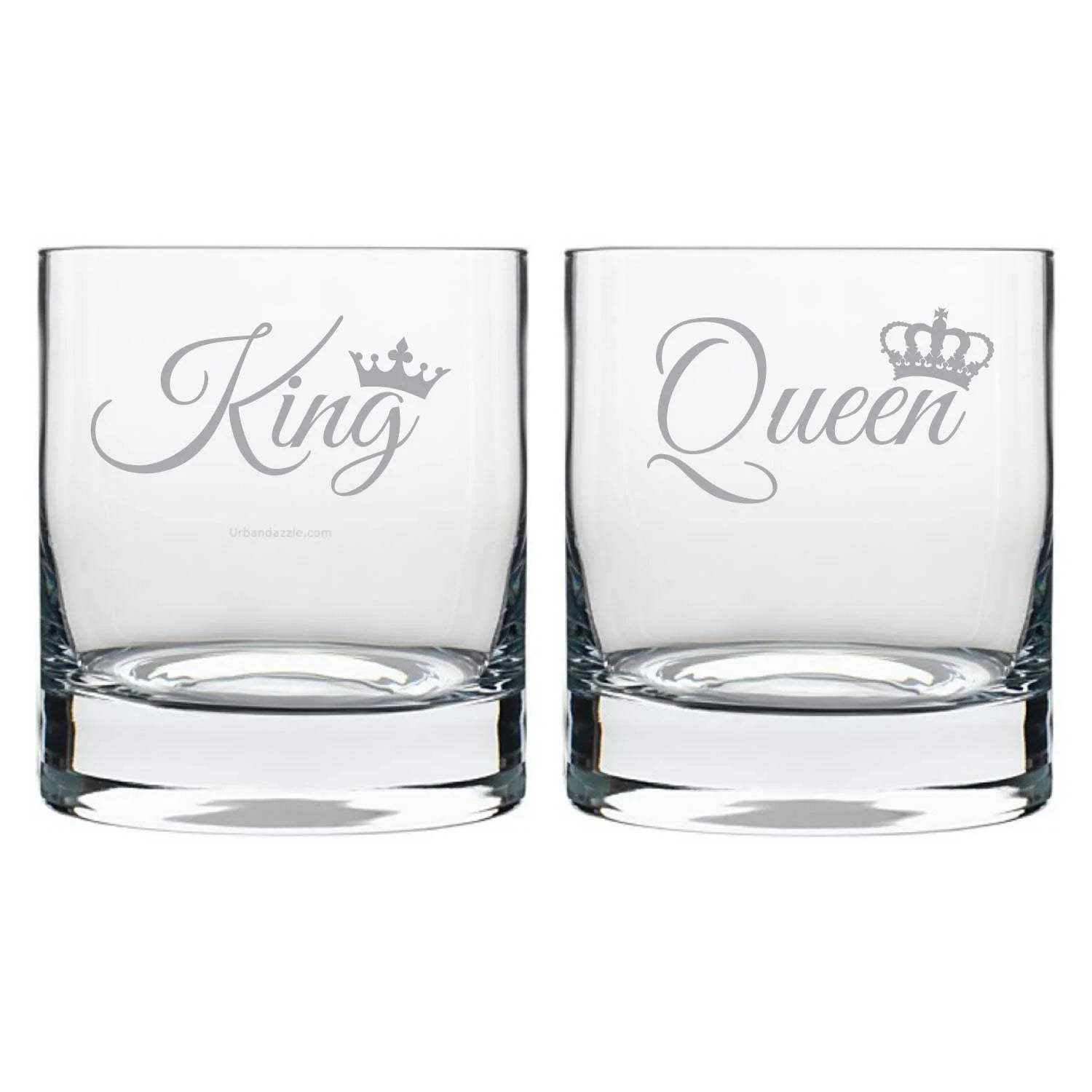 King Queen Engraved Whiskey Glasses