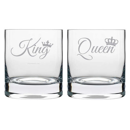 King Queen Engraved Whiskey Glasses