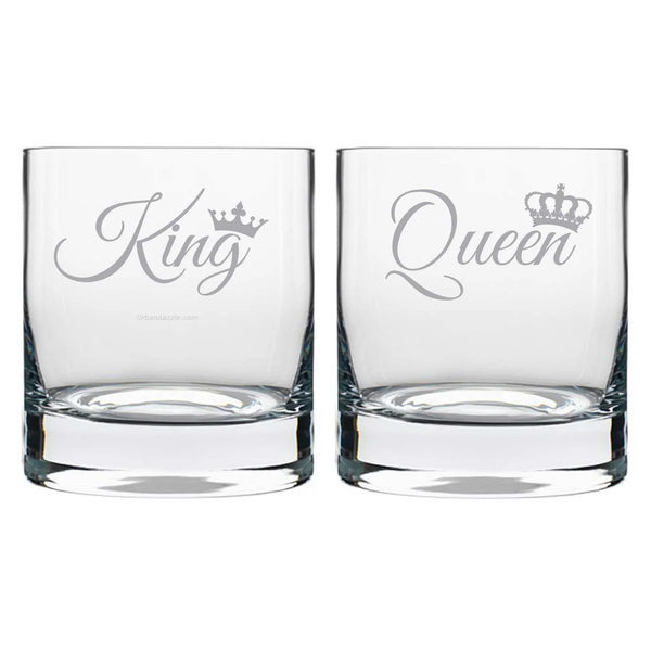 King Queen Engraved Whiskey Glasses