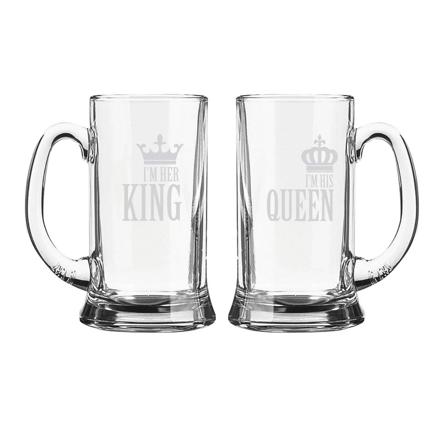 I M Her King and I M his Queen Engraved Beer Mug
