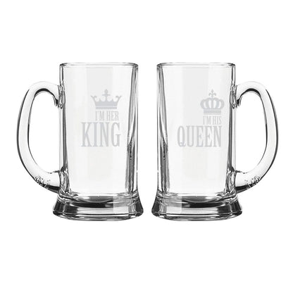 I M Her King and I M his Queen Engraved Beer Mug