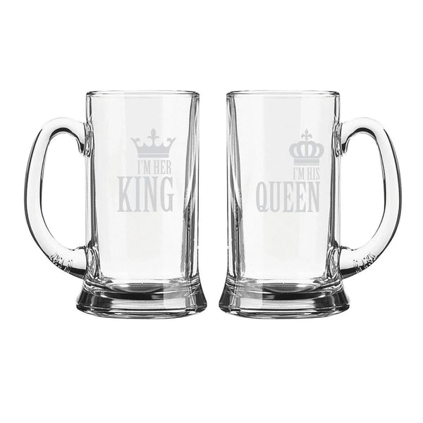 I M Her King and I M his Queen Engraved Beer Mug