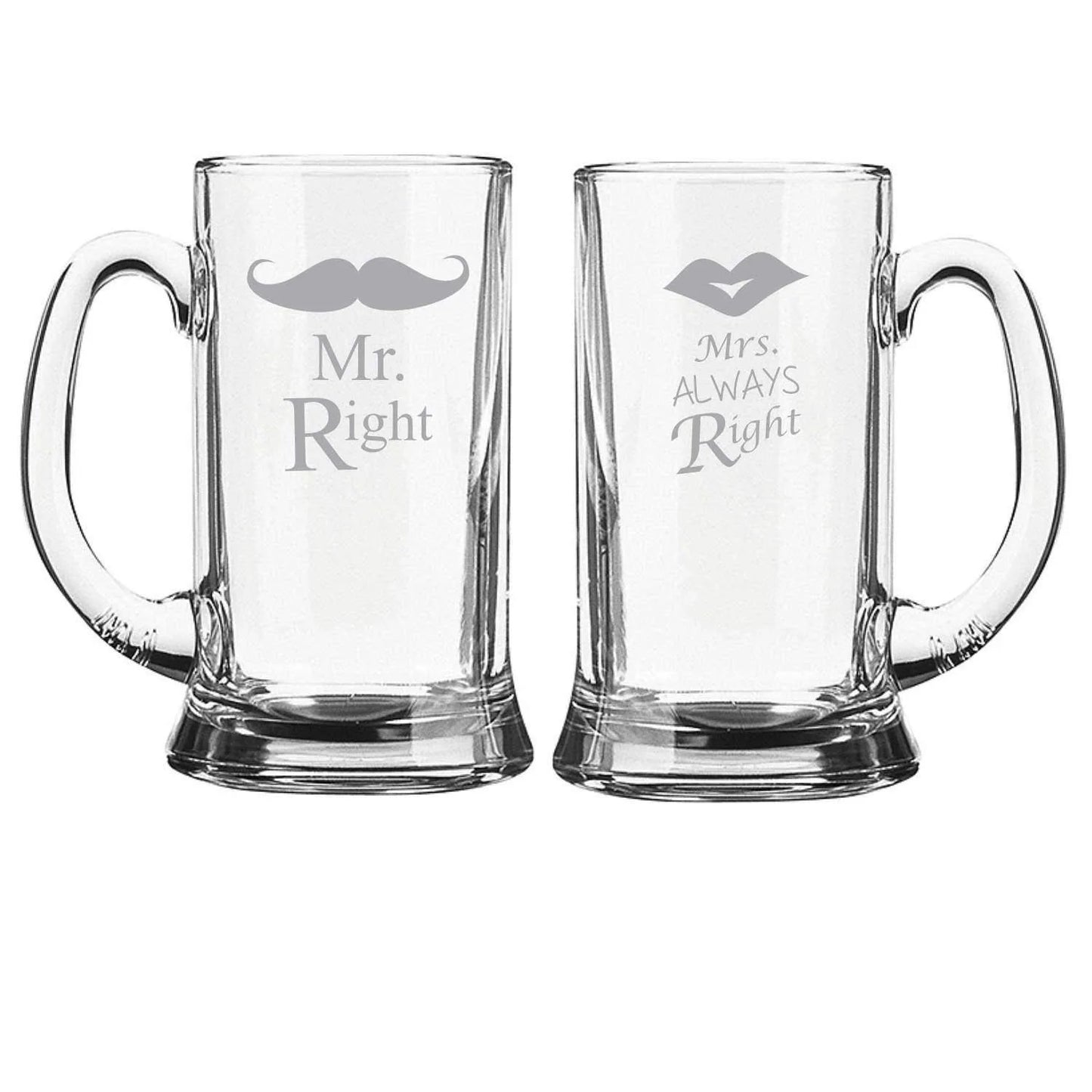 Mr. Mrs Right Couple Engraved Beer Mug