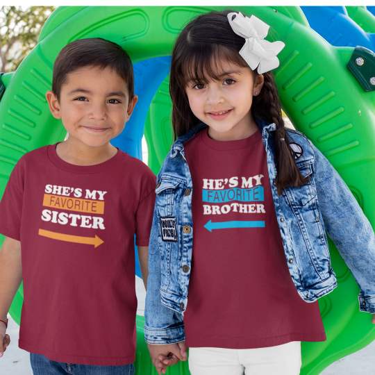 Favorite Brother Sister Printed Cotton T-shirt