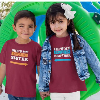 Favorite Brother Sister Printed Cotton T-shirt