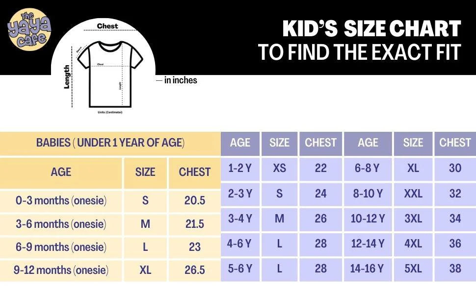Kid's T-Shirt Size Chart