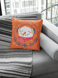 Orange Snowman Christmas Cushion Cover - Festive Decor