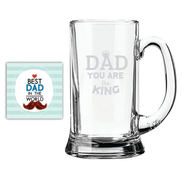 Dad You are King Engraved Beer Mug