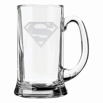 Super Man Icon Engraved Beer Mug