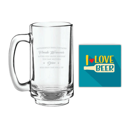Female Hormones Engraved Beer Mug