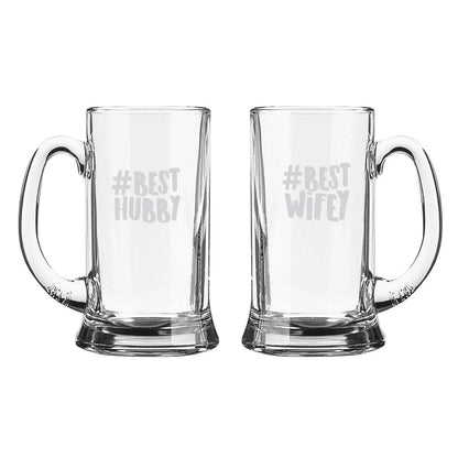 Best Hubby Wifey Engraved Beer Mug