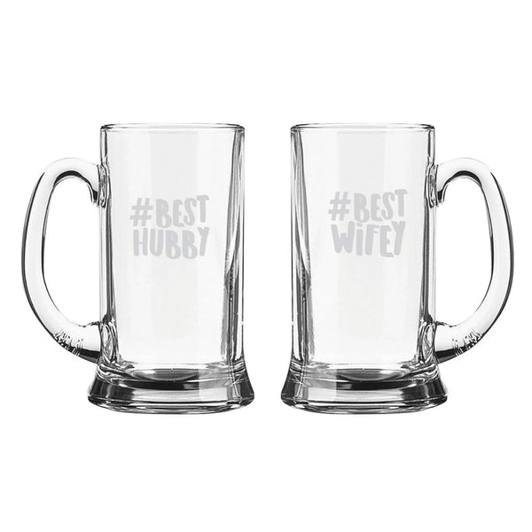 Best Hubby Wifey Engraved Beer Mug