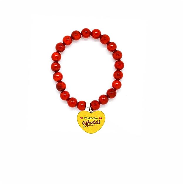 Rakhi for Worlds Best Bhaiya Bhabhi Set of 2 Printed and Beads Pearl Bracelet Family Rakhi Combo Raksha Bandhan