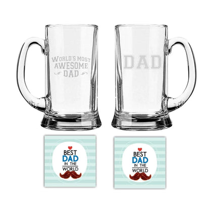 Dad & World Most Awesome dad Beer Mug