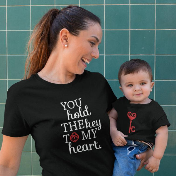 You Hold The Key to My Heart Mom and Kid T-shirts