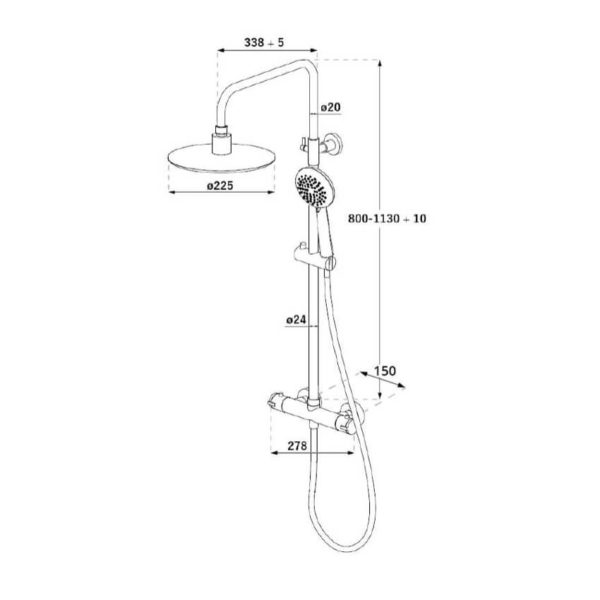 Modern Thermostatic Round Bar Shower