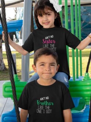 Ain't No Brother Sister  Kid's Siblings  Printed Cotton T-Shirt's