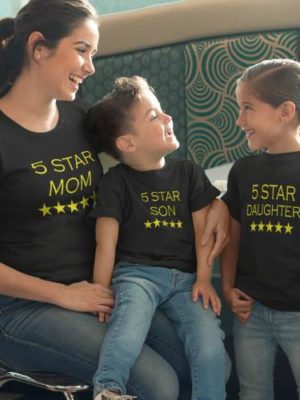 5 Star Mom ,son and Daughter Family T-Shirt