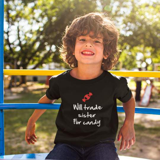 Quirky Will Trade Sister for Candy Boy Printed Cotton T-Shirt