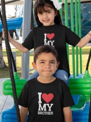 I Love My Brother I Love My Sister Printed Cotton T-Shirt's