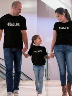 Hashtag Dad & Mom & Kid life Family T-shirts