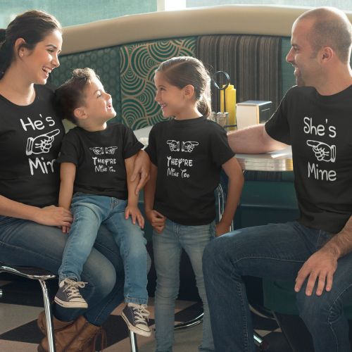 He is Mine, She is Mine, They are Mine Matching Family T-Shirts