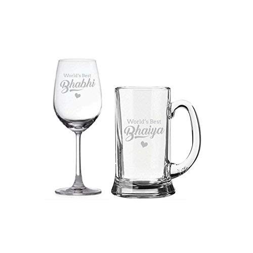 World Best Bhaiya Bhabhi Glass Beer Mug Combo