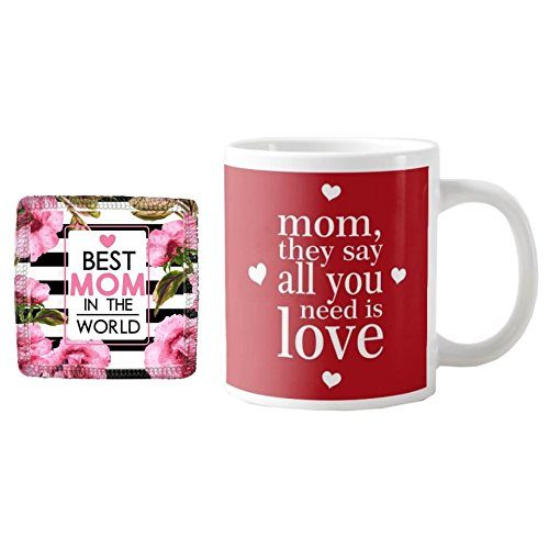 Mom You are Queen of My Heart Gift Hamper for Mom - Apron Cushion Cover Mug Coaster Mom Birthday