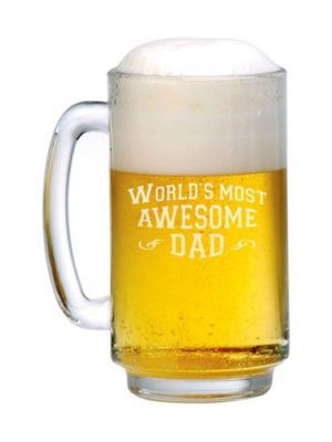 Worlds Most Awesome Dad  Engraved  Playboy Beer Mug