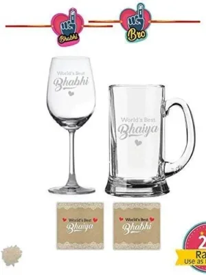 World Best Bhaiya Bhabhi Glass Beer Mug Combo