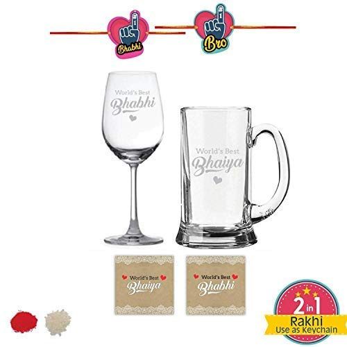 World Best Bhaiya Bhabhi Glass Beer Mug Combo