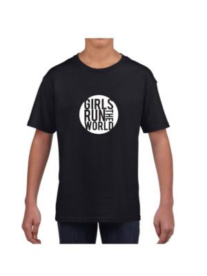 Printed Cotton T-Shirt for Kids Girls Run The World